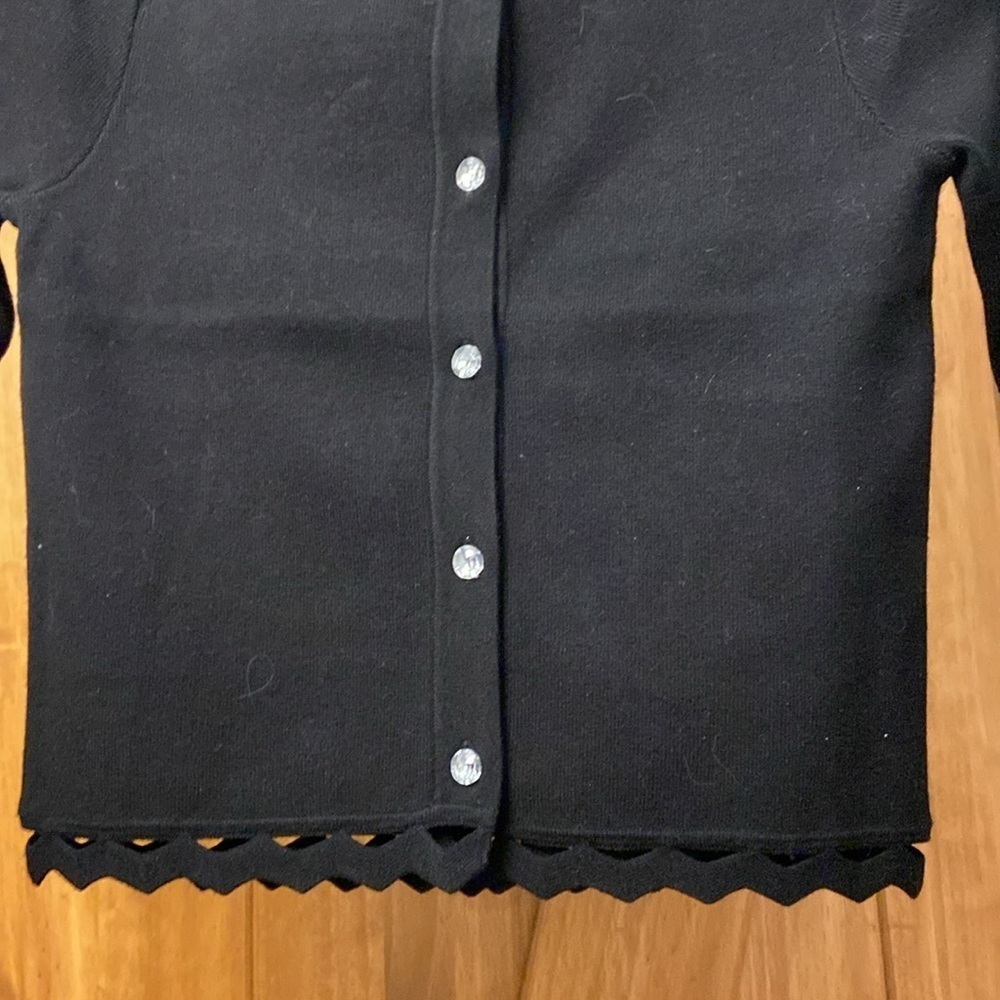Milly Minis Zig Zag Cardigan In Black Girls Size 12 NWT - Picture 2 of 9